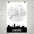 Lansing Skyline Silhouette Art Prints Sale