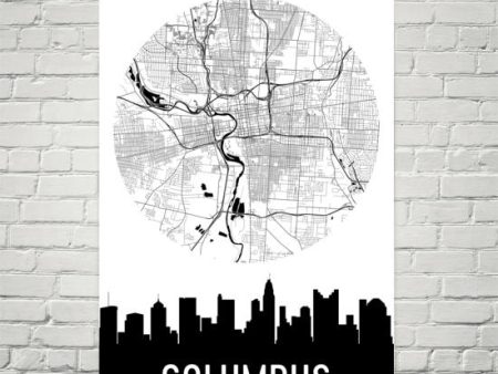 Columbus Skyline Silhouette Art Prints For Discount