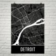 Detroit MI Street Map Poster For Cheap