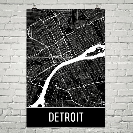 Detroit MI Street Map Poster For Cheap