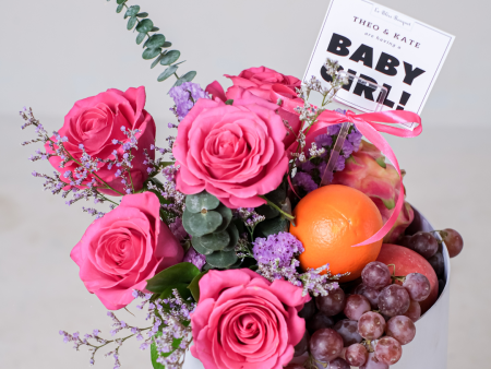 Fruit Pink Flower Blooming Box Gift Newborn Baby Girl | Parcel Buah For Cheap