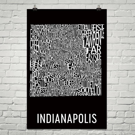 Indianapolis Neighborhood Typography Prints – Modern Map Art Online Hot Sale