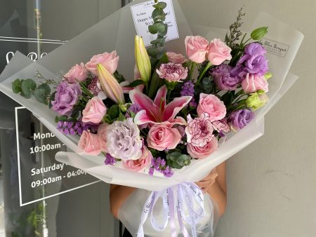 Lilac Lisianthus Pink Lily Large Bouquet Supply