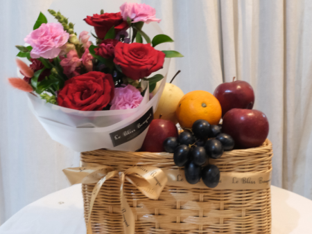 Maroon Wrapped Bouquet Fruit Parcel | Parcel Buah Sale