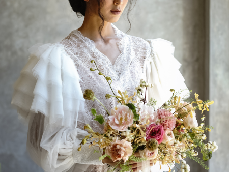 Airy Pink Garden Rose Bridal Bouquet Online now