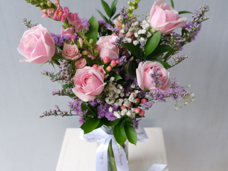 Lilac Soft Rose Bouquet in a Bottle Online Sale