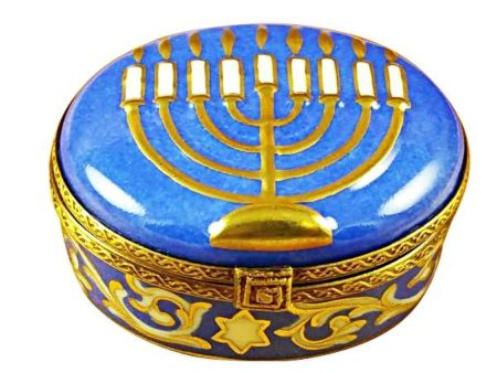 Blue Menorah Oval Limoges For Sale