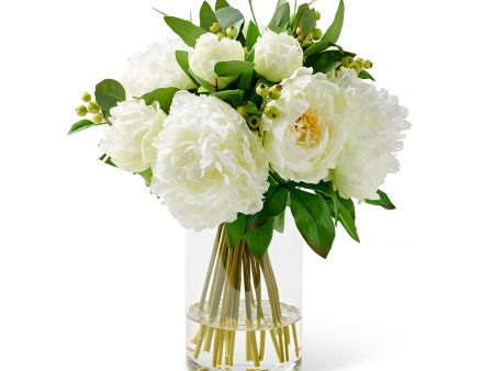 Peony Bouquet in Glass Vase Online now