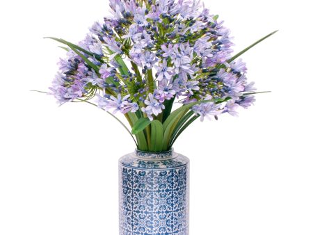 Agapanthus In Antique Tile Vase For Sale