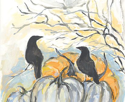 JM531 - Crows in the Pumpkin Patch - 12x16 For Cheap